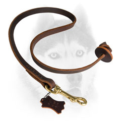 Pocket genuine leather Siberian Husky leash