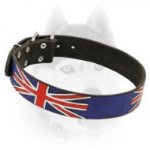 "United Kingdom Pride" Hand-Painted Leather Dog Collar for Siberian Husky