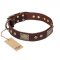 "Loving Owner" FDT Artisan Decorated Leather Siberian Husky Collar with Plates and Studs