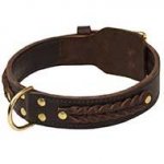 Super Wide Leather Siberian Husky Collar with Beautiful Braids