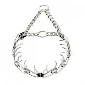 Chrome plated steel best dog pinch prong collar for Siberian Husky - 1/6 inch (3.99 mm)