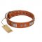 "Pawsy Glossy" FDT Artisan Exclusive Tan Leather Siberian Husky Collar 1 1/2 inch (40 mm) wide