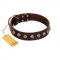 "Gape Buster" FDT Artisan Brown Leather Siberian Husky Collar with One Row of Studs