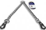 Coupler dog leash for walking 2 dogs - Chrome plated steel Herm Sprenger coupler leash 12 inch (30 cm)