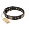 "Jewel Passion" FDT Artisan Fashionable Black Leather Siberian Husky Collar