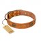 "Sun Beams" FDT Artisan Tan Leather Siberian Husky Collar with Decorations