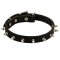 Handmade Leather Siberian Husky Collar with Smooth Nickel Spikes