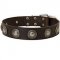 Fabulous Leather Siberian Husky Collar with Hand Set Silver Conchos