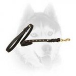 Handcrafted leather studded leash for Siberian Husky