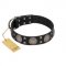 "Sun in Shining" Modern FDT Artisan Black Leather Siberian Husky Collar with Studs and Stars