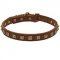 Handmade Leather Siberian Husky Collar with Brass Studs Made in Caterpillar Style