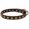 Fancy Leather Siberian Husky Collar with One Row of Brass Circles