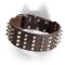 2 Inch Extra Wide Leather Siberian Husky Collar with Spikes and Pyramids