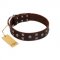 "Brown Shadow" Designer Handmade FDT Artisan Brown Leather Siberian Husky Collar
