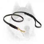 Elegant Leather Leash for Siberian Husky with Braids