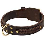 Super Wide Leather Siberian Husky Collar with Beautiful Braids