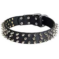 Incredible Leather Siberian Husky Collar with 3 Rows of Spikes