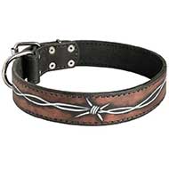 Awesome Hand-Painted Barbed Wire Leather Siberian Husky Collar