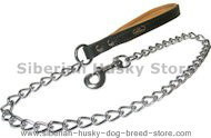 Large Chain Steel Leash with Leather Handle for Siberian husky