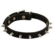 Handmade Leather Siberian Husky Collar with Smooth Nickel Spikes