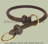 Elegant Leather Round Choke Collar for Siberian Husky