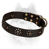 'Spring mood' Leather Dog Collar for Pleasant Walking