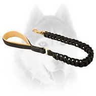 Genuine leather braided leash for Siberian Husky