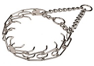 Dog pinch prong collar Chrome Plated for Siberian Husky - 1/8 inch (3.25 mm)