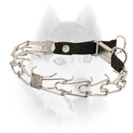 Chrome Plated Steel Pinch Prong Collar with Click Lock Buckle and Nylon Loop - 1/8 inch (3.2 mm)