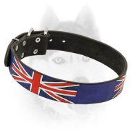 "United Kingdom Pride" Hand-Painted Leather Dog Collar for Siberian Husky