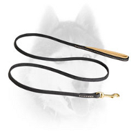 Super Comfortable Leather Siberian Husky Leash with Nappa Padded Handle