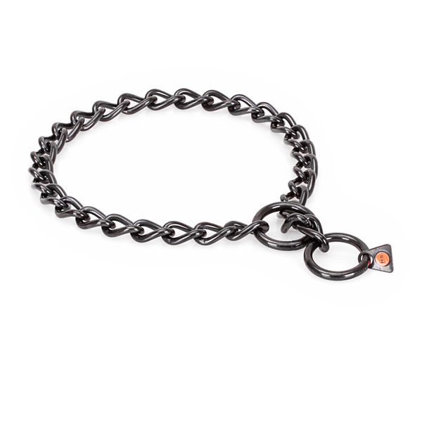 Obedience training canine choke collar manufactured from strong stainless steel