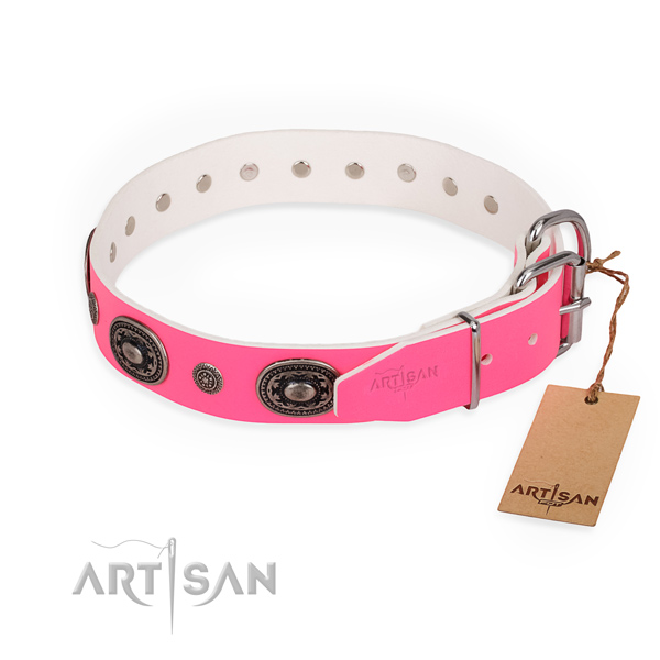 Comfortable wearing trendy dog collar with strong D-ring