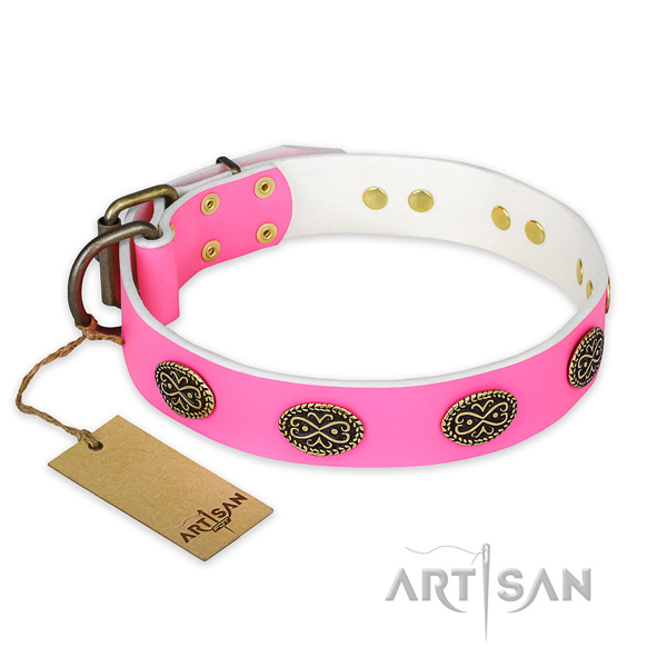 Amazing natural genuine leather dog collar for daily use