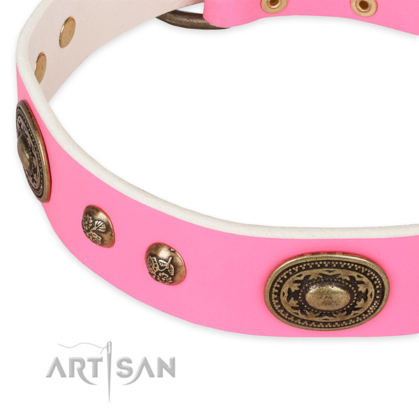 Extraordinary natural genuine leather collar for your lovely doggie