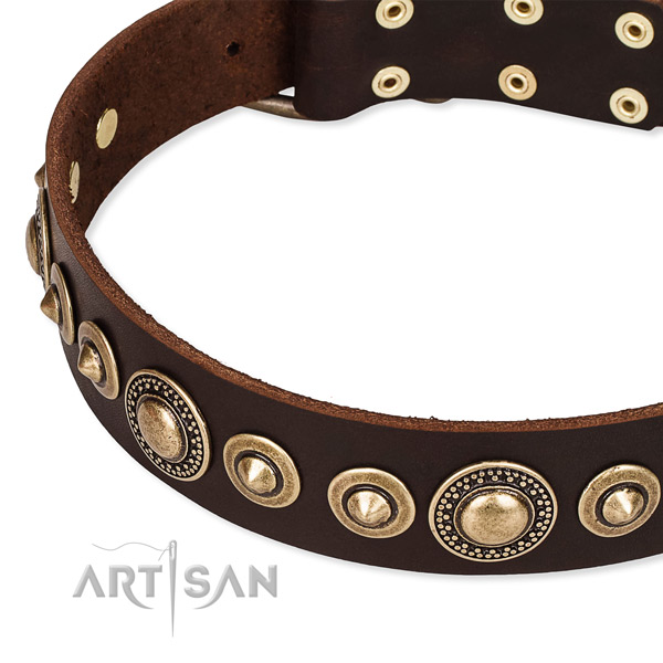 Soft full grain natural leather dog collar crafted for your lovely pet