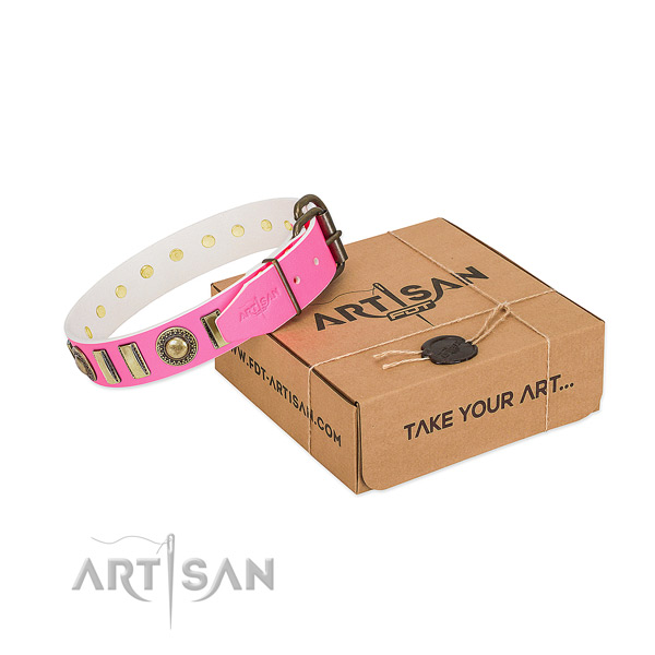 Gentle to touch genuine leather dog collar made for your canine