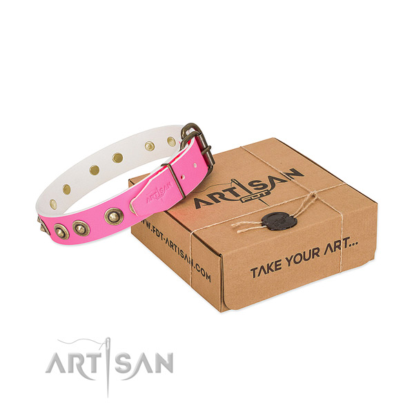 Stylish natural genuine leather collar for your stylish pet