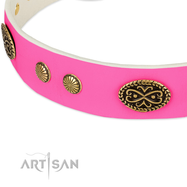 Rust-proof buckle on genuine leather dog collar for your doggie