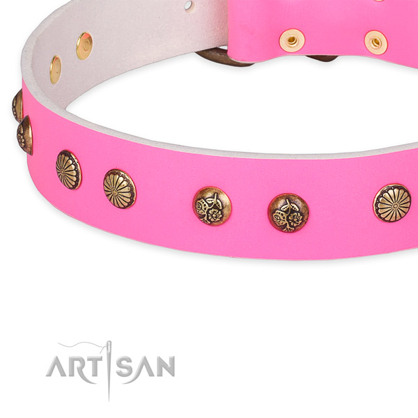 Handmade full grain genuine leather collar for your lovely canine
