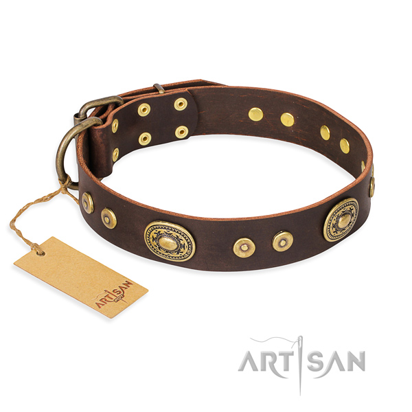 Full grain leather dog collar made of top notch material with durable buckle