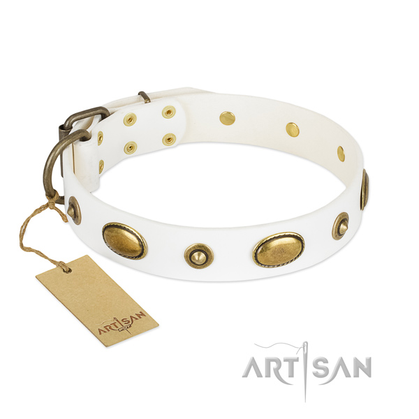 Convenient full grain leather collar for your doggie