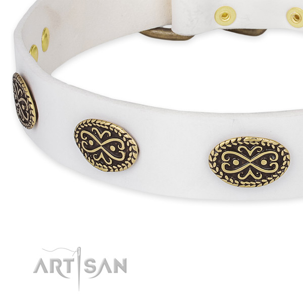 Convenient full grain leather collar for your handsome dog