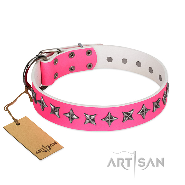 Best quality leather dog collar with unique adornments