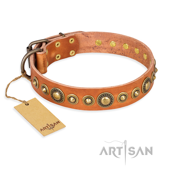 Top rate full grain leather collar handcrafted for your pet