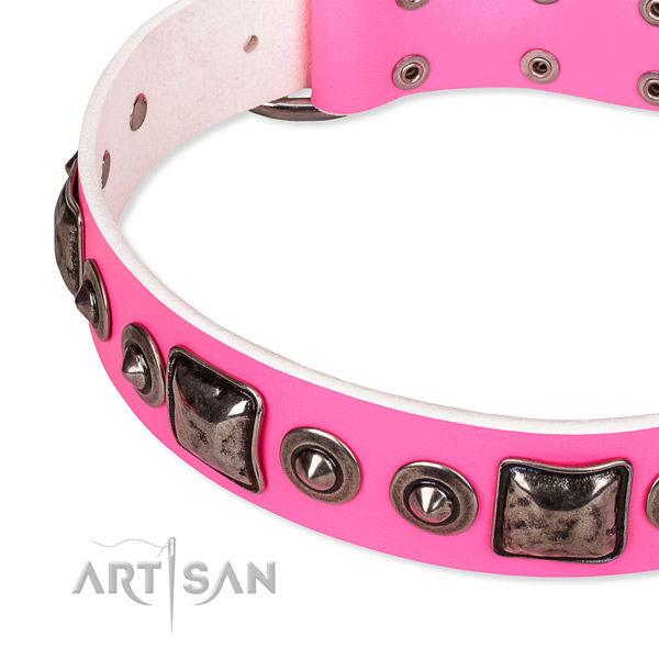 Gentle to touch full grain genuine leather dog collar crafted for your attractive dog