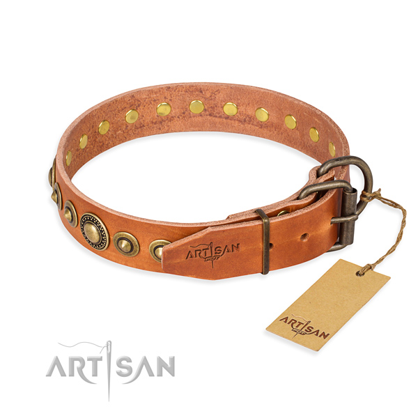 Durable full grain genuine leather dog collar created for everyday use