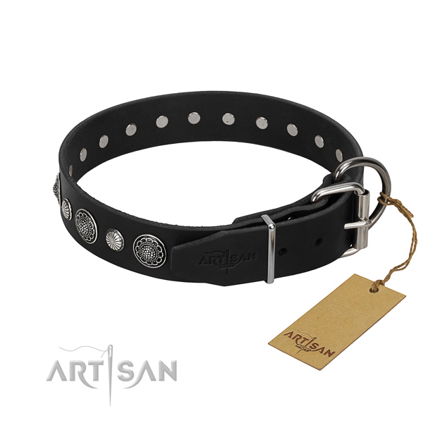 Best quality full grain genuine leather dog collar with extraordinary embellishments