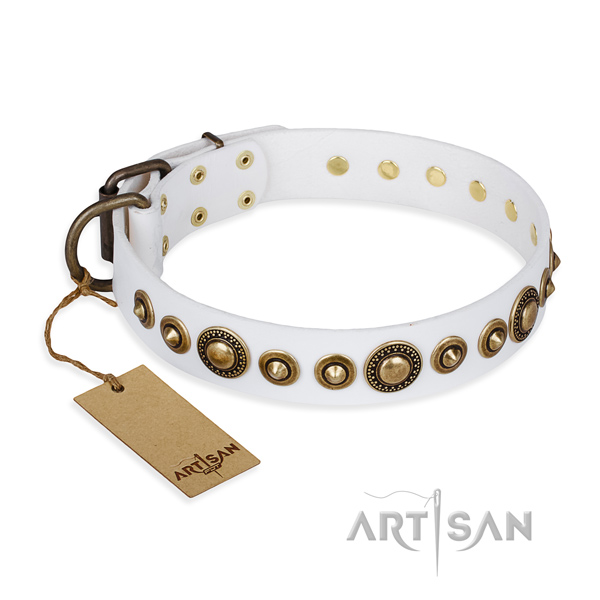High quality natural genuine leather collar created for your canine