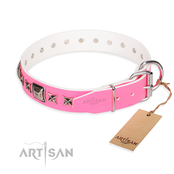Best quality studded dog collar of full grain natural leather